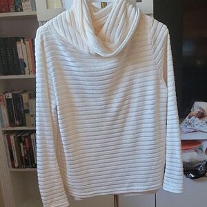Elegant White Cowl Neck Sweater